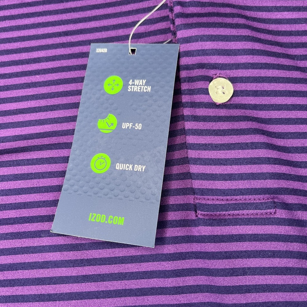 NWT Izod Swingflex Elite Golf Polo Shirt Imperial Purple Men's Size Large UPF-50 - Picture 6 of 15